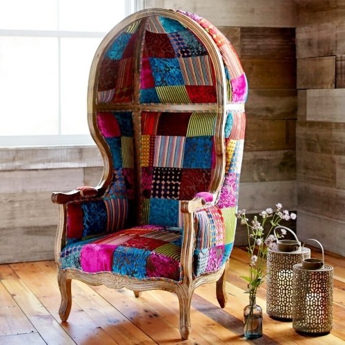 Patchwork křeslo extravagantní tvar zadního boho orientálního stylu