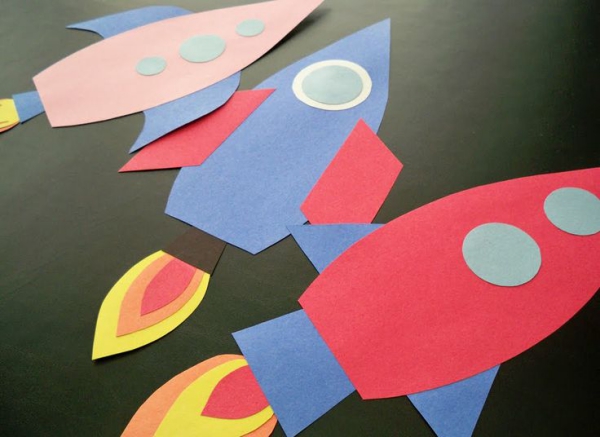 Tinker rakety s dětmi - jednoduché ruční práce a skvělé nápady papírové rakety barevné děti