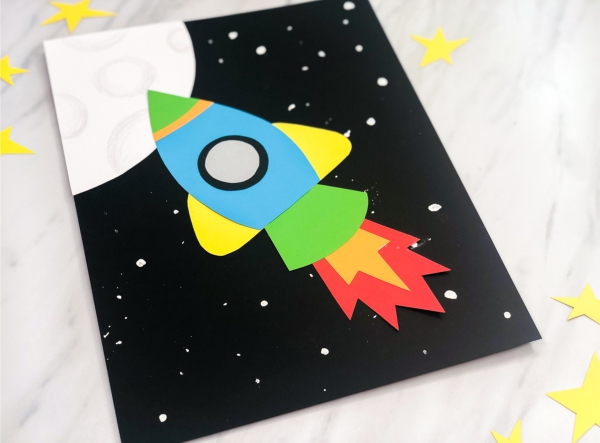 Drátěná raketa s dětmi - jednoduché ruční práce a skvělé nápady barevné papírové rakety na přání