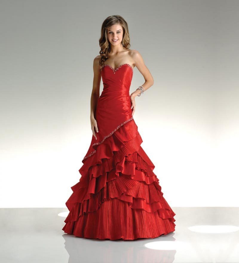 חצאית שמלות כלה אדומה להפליא
