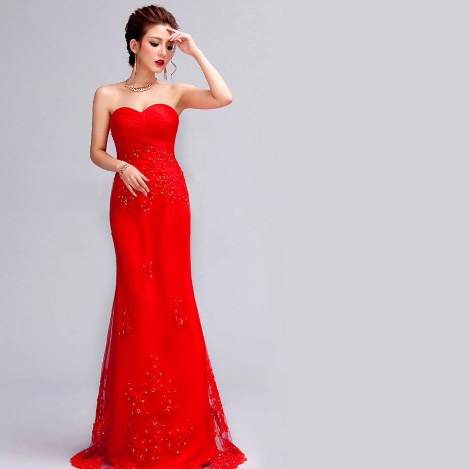 שמלות כלה אדומות דגם מדהים באדום בוהק