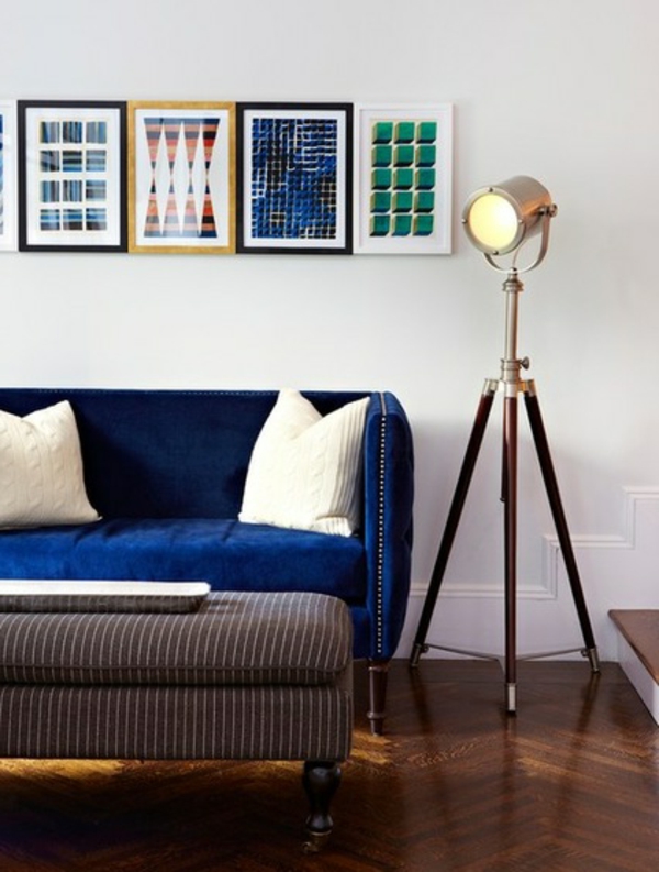 Δημιουργήστε τέχνη στο σπίτι μπλε φωτιστικό καναπέ εικόνα