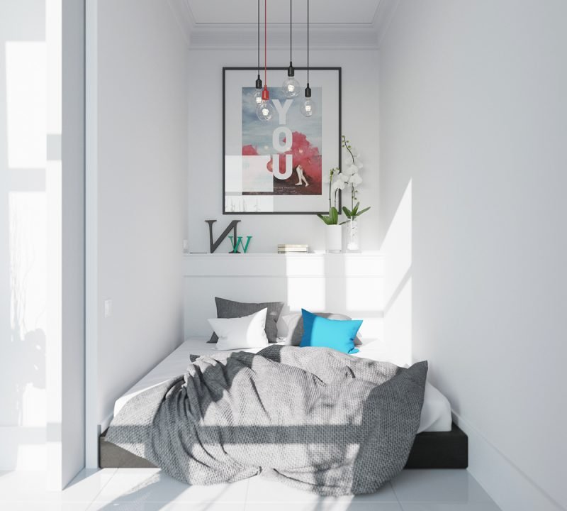soverom design skandinavisk stil ideer seng pute bilde veggdesign belysning