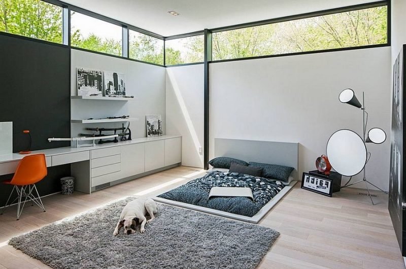 moderne soverom dekor ideer skandinavisk stil møbler teppe speil lyse lyse farger