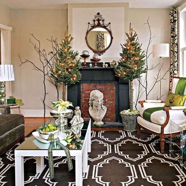 שטיח שולחן עץ חג המולד יפה בסלון חג המולד