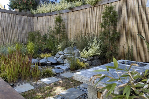 Privat rom bakgård med stil eleganse plante bambus steiner