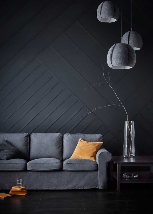 černá místnost skvělý design v šedé barvě
