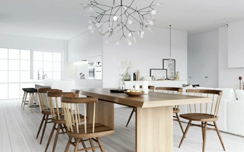 Skandinavisk stue spisebord tre lampe treimitasjon