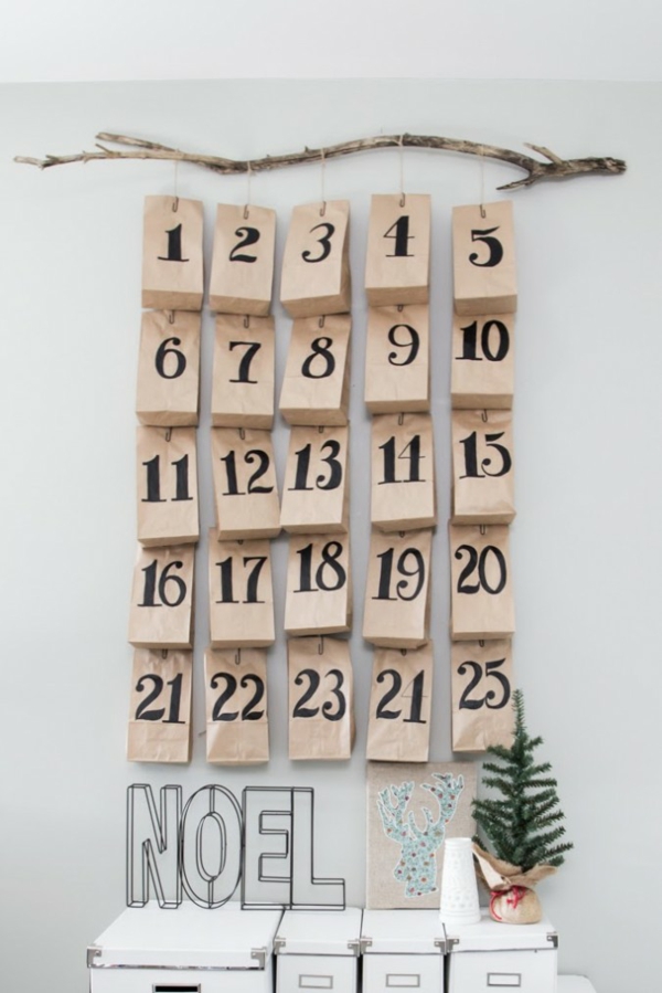 skandinavisk julepynt adventskalender lag papirvegg selv