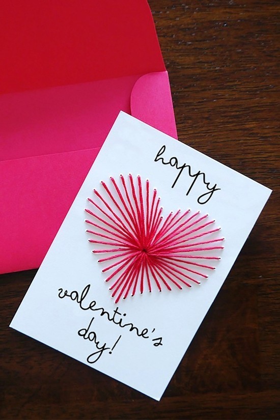 Hvordan designe det beste valentinkortet for 14. februar, sy et hjerte av garneromantisk