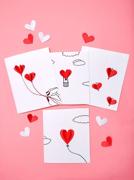 Hvordan designe det beste valentinkortet for 14. februar malte kort, hjerterballonger