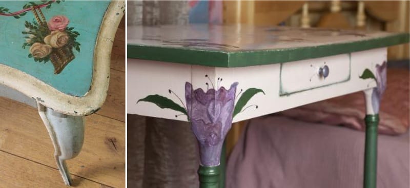 Mutfak masasının dekupajı - çiçek motifleri