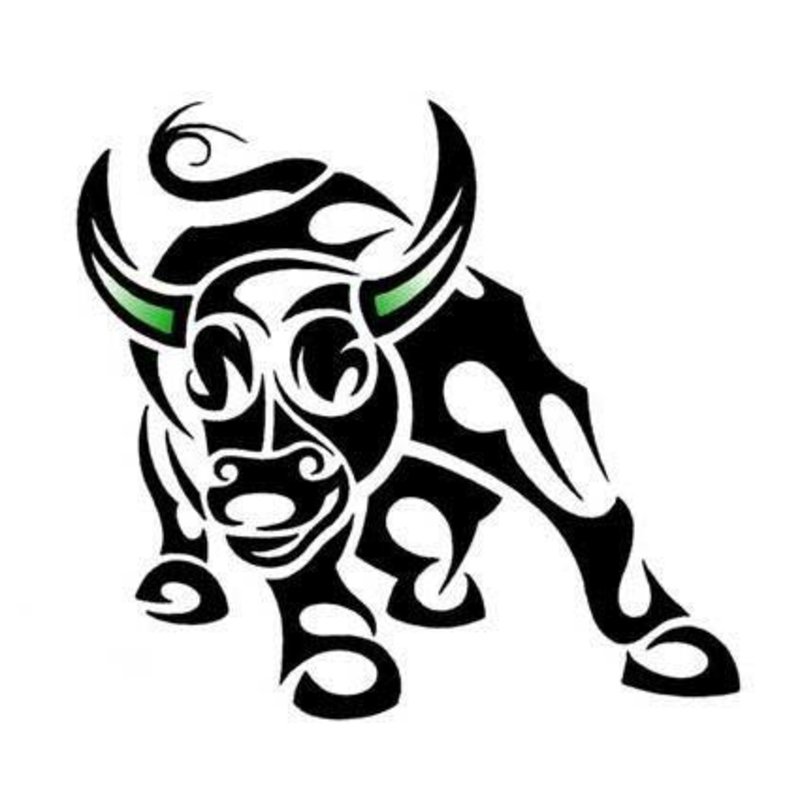 zodiac tattoo Tribal Taurus Bull With Green Horns Tattoo