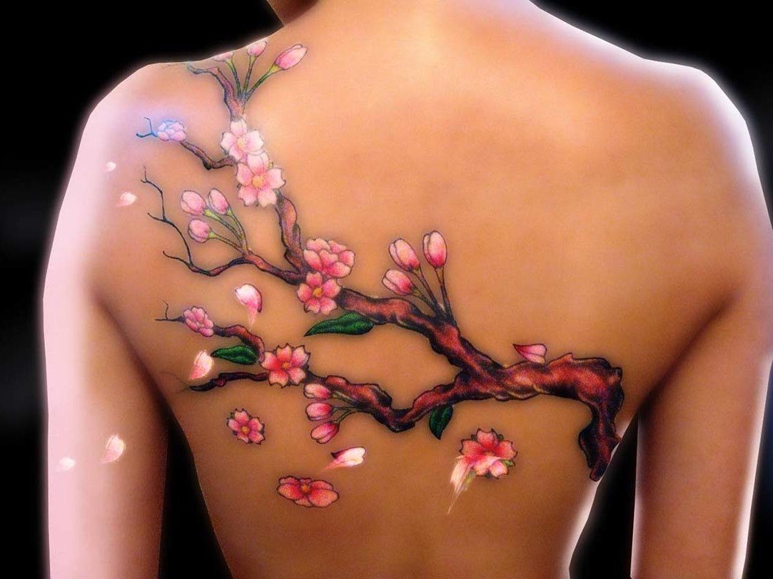Cool cherry blossoms - akvarel tetování
