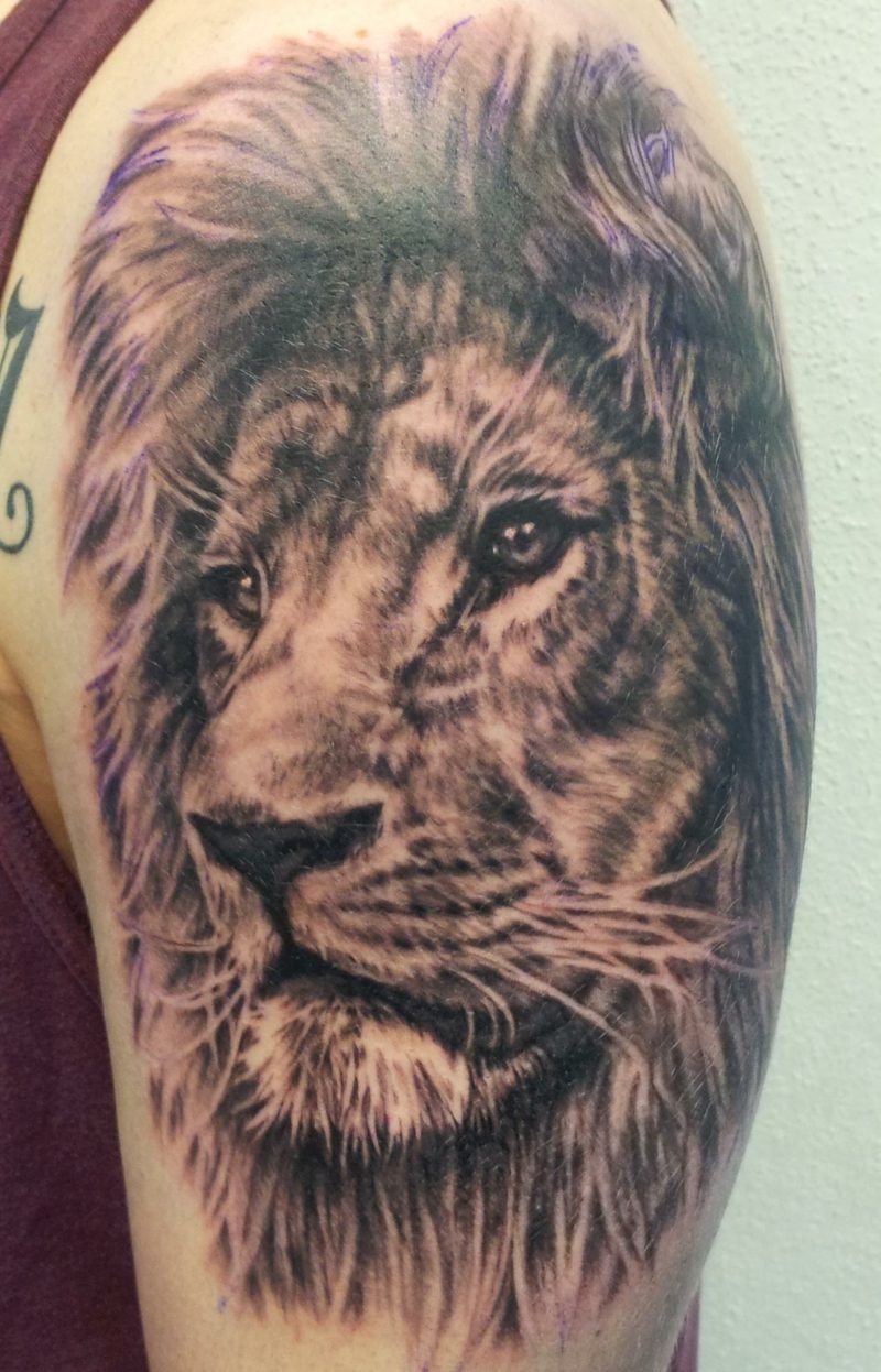Tattoo løve overarm mann