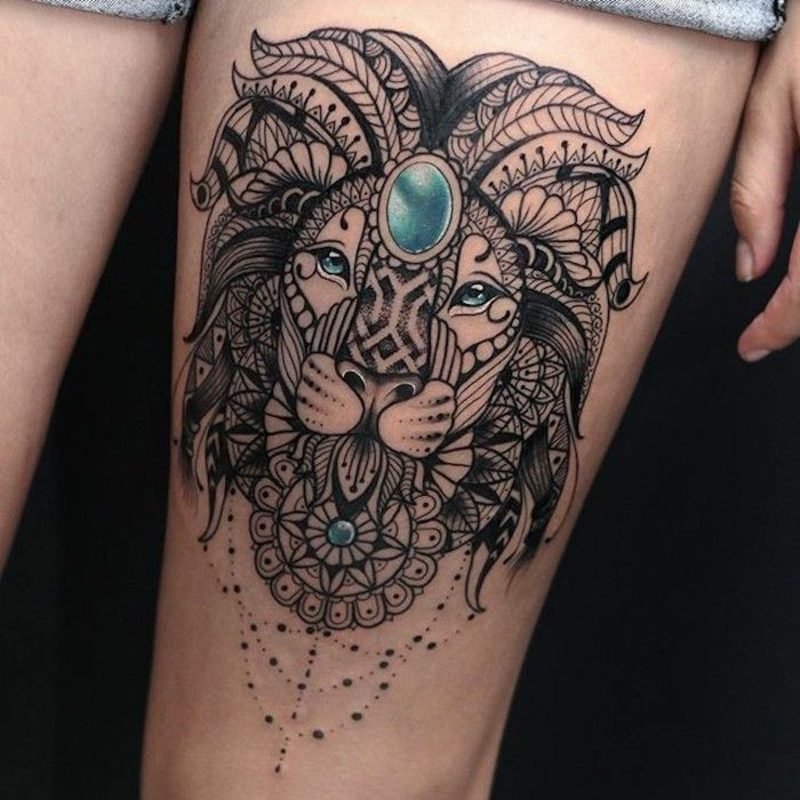 Tattoo løve stiliserte perler