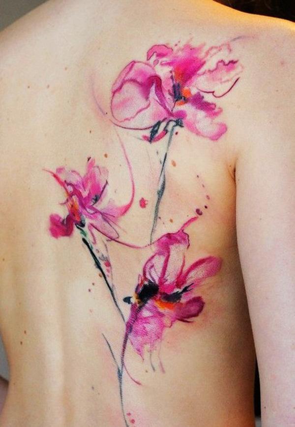 akvarelės gėlių tatuiruotė