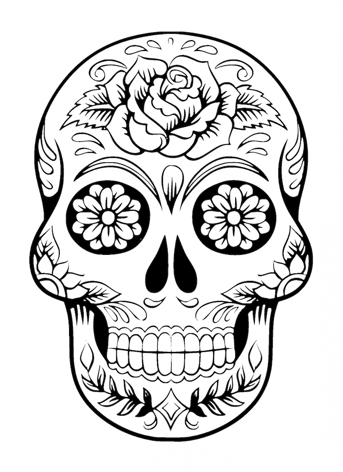 Tattoo skull skull mexican template black and white