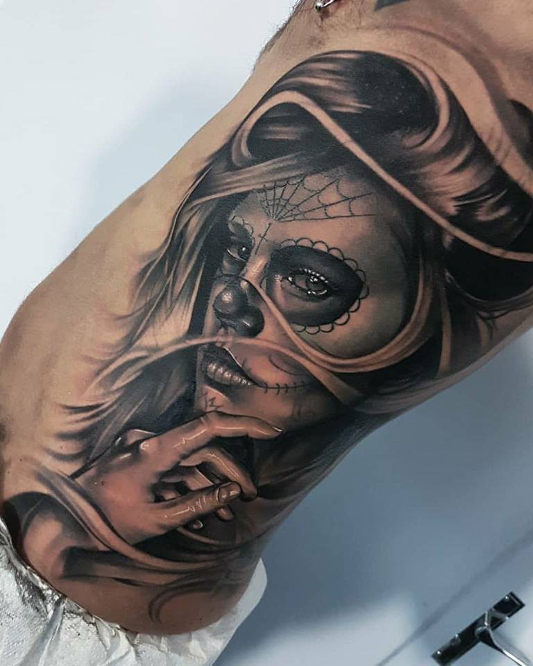 Tatoveringsskalle meksikansk mal La Catrina