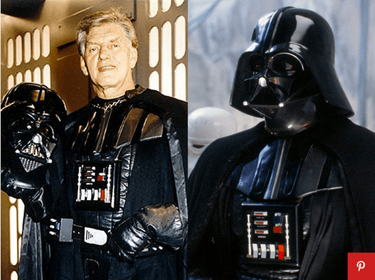 Visi žinome, kad Darto Vaderio (1977–1983) balsas yra Jamesas Earlas Jonesas, tačiau oda ir kaulai po juodu kostiumu buvo kūno statytojas Davidas Prowse'as.