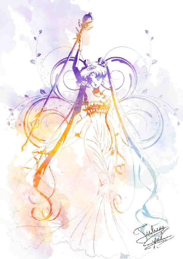 Paprasta, bet spalvinga. Šis „Crisis-Cissou“ menas „Sailor Moon“ sujungia įvairias gradiento spalvas, suteikdamas personažui gyvybės ir tuo pačiu išlaikydamas visą piešinį švarų.