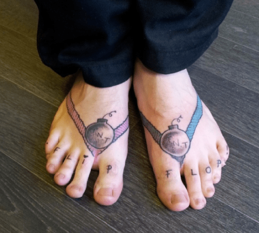 parmak arası terlik ayak dövmeleri