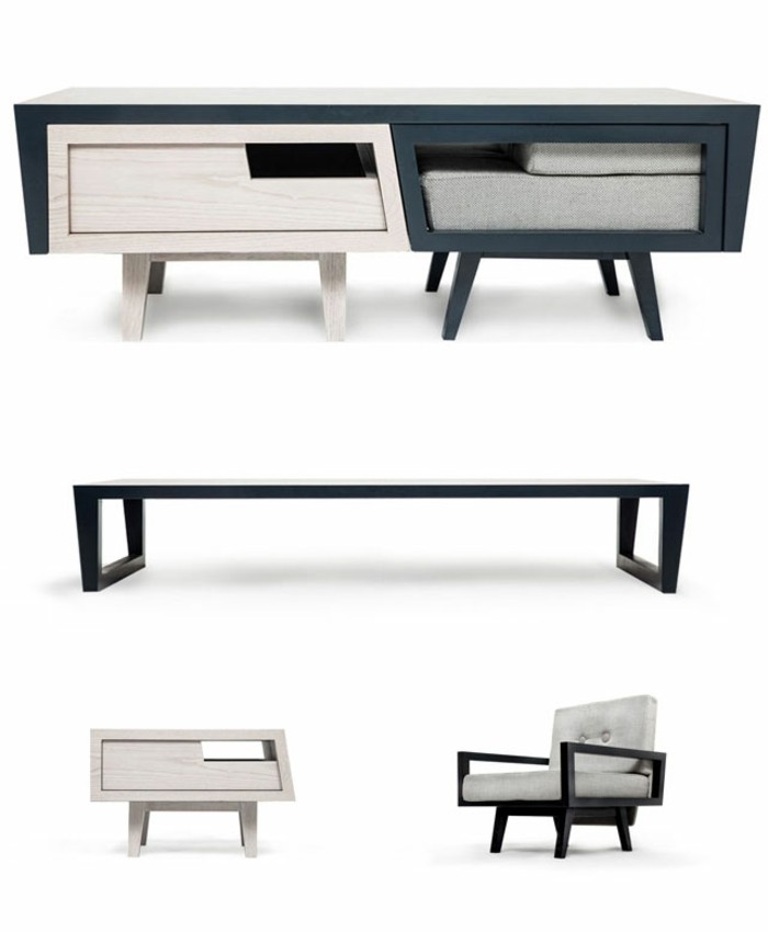 Daniel Pearlman multifunksjonelle møbler, konvertibelt salongbord