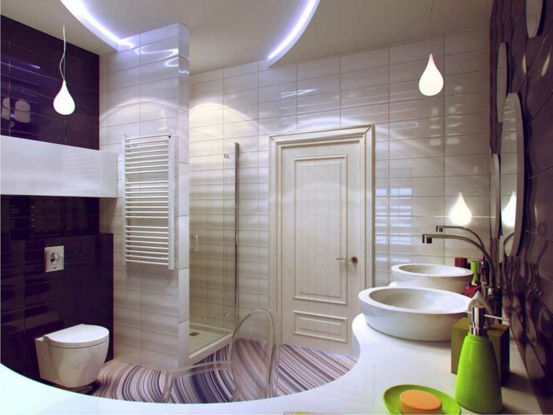 moderní koupelny s bílými obklady