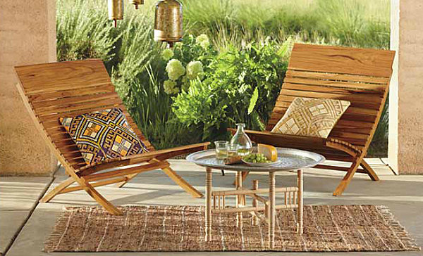 Ekologická židle z teakového stolu pro rostliny domácí dekorace