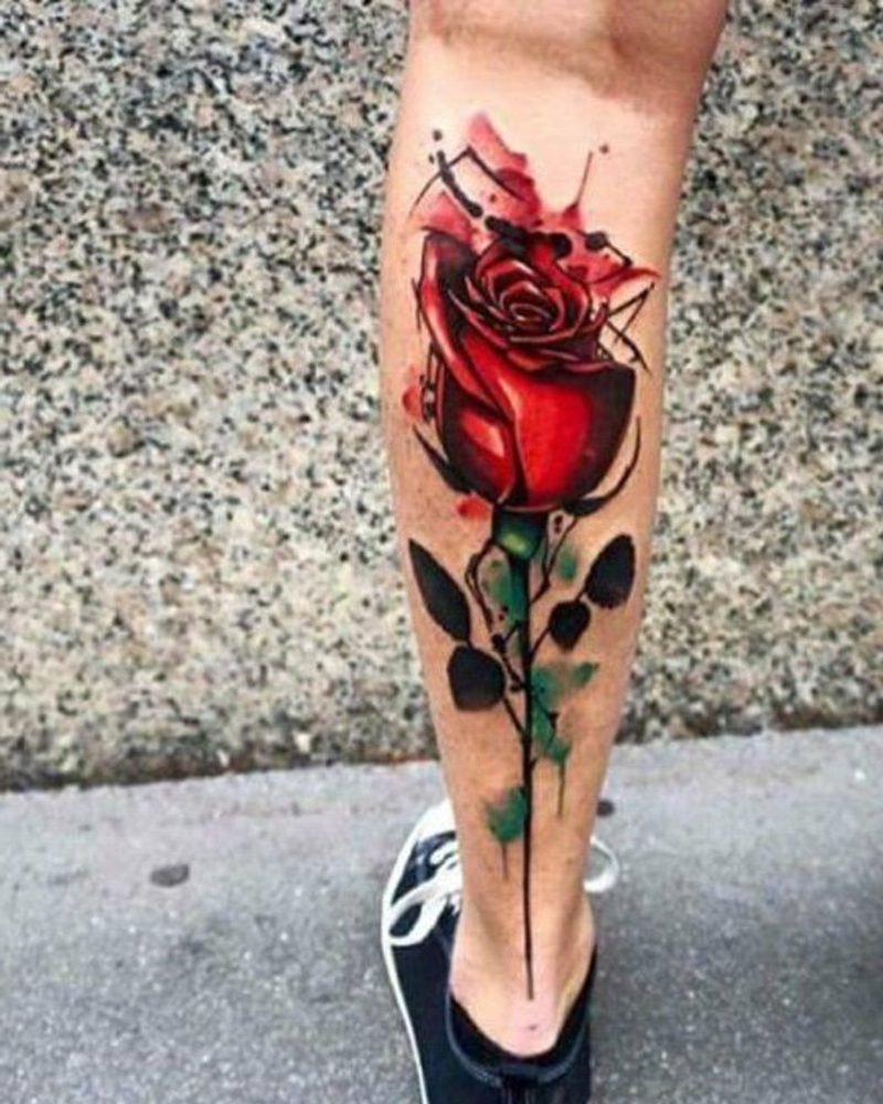 kalv tatovering rose