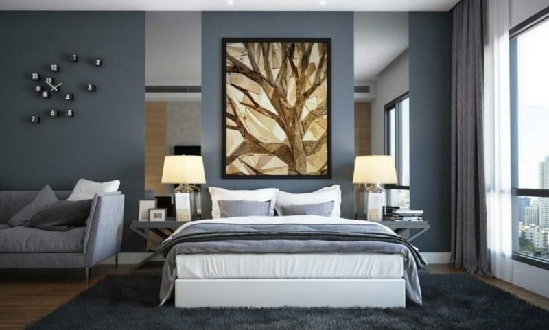 Barvy stěn nápady šedé tóny stylový vzhled ložnice
