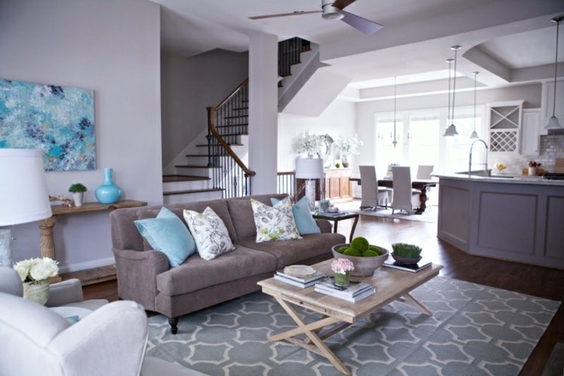 Barva stěny šedá stylové prostředí obývacího pokoje