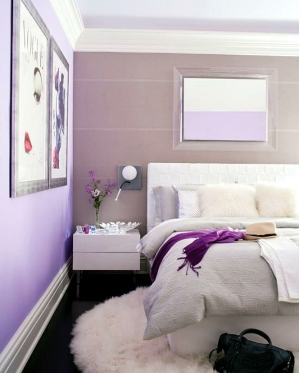 veggfarge lilla aksent vegg soverom moderne soveplass