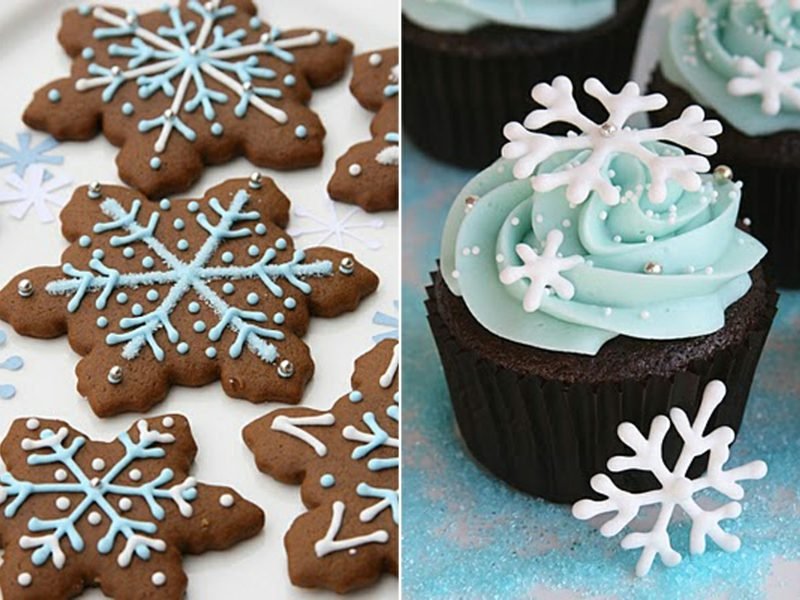 cupcakes vánoční sněhové vločky a cupcakes