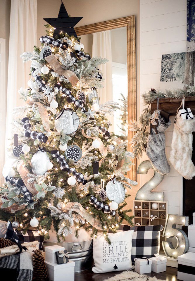 Juletre dekorere ornamenter stoff originalt utseende
