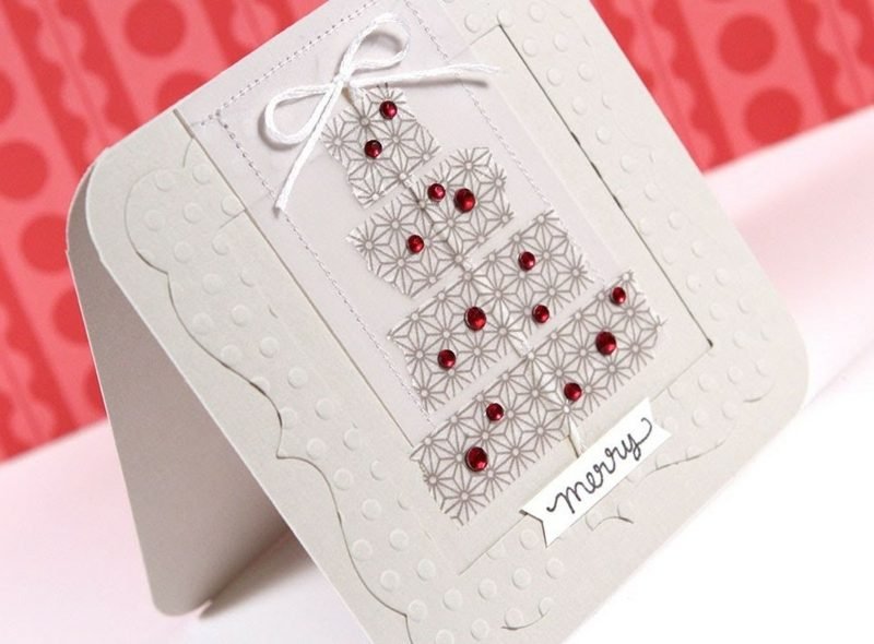Tinker vánoční přání sami vánoční stromeček geometrická washi páska