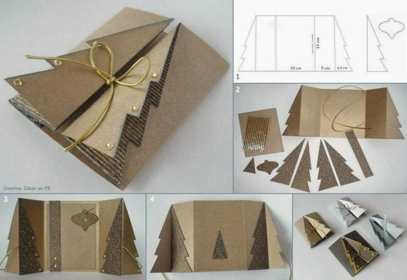 Vytvořte si vlastní vánoční přání z kartonu vánoční stromeček 3D