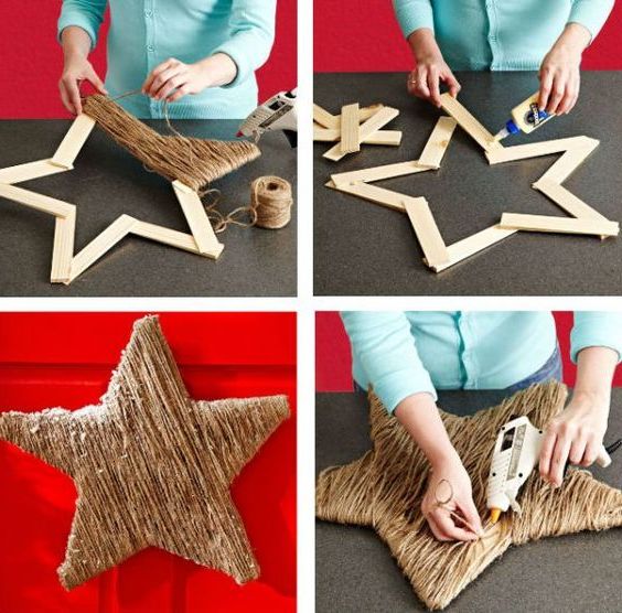 Instruksjoner for julestjerne laget av naturlige materialer