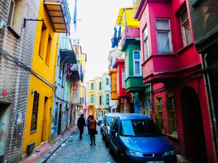 Barevná rezidenční čtvrť Balat Istanbul Turecko