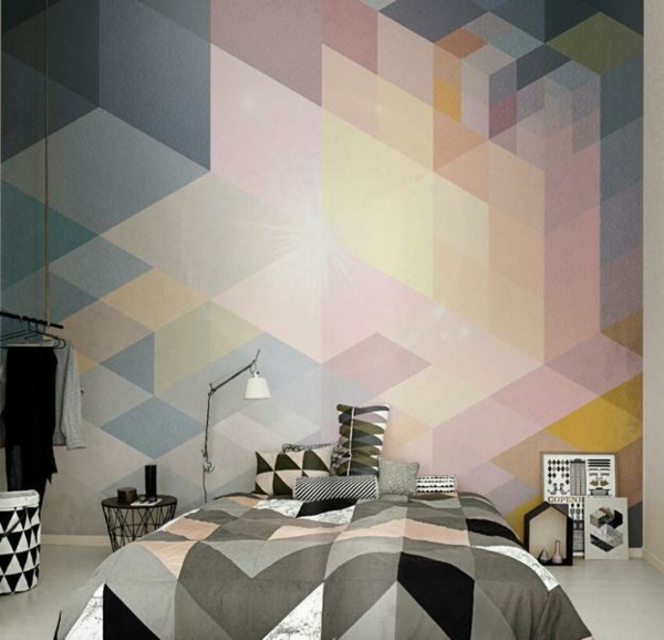 geometrisk tapet som dekorerer moderne soverom