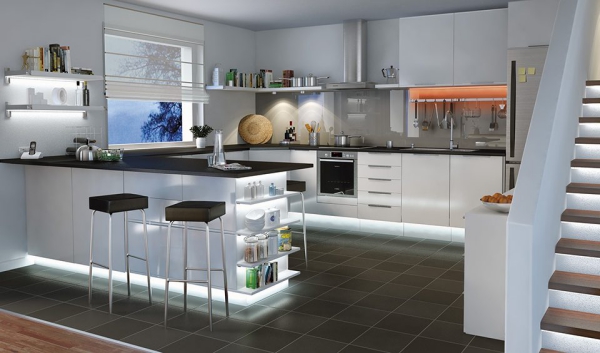 Hvor mye lys trenger et rom moderne kjøkkenbelysning