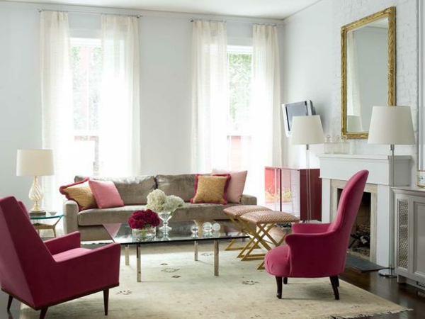 nápady na barvy obývacího pokoje krémově červená třešňově červená