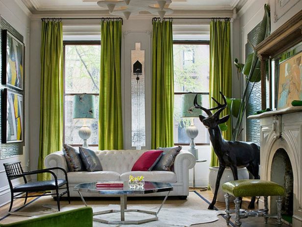 barevné nápady obývacího pokoje světle zelené tyrkysové