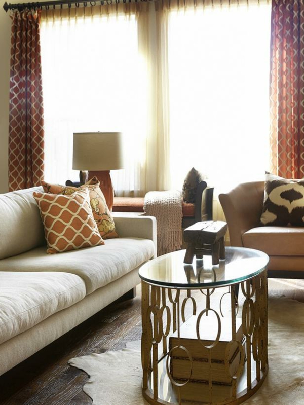 nápady na barvy obývacího pokoje oranžové tmavé zlato
