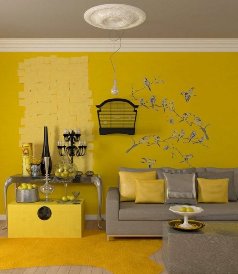 Vybarvěte obývací pokoj slunnou žlutou barvou