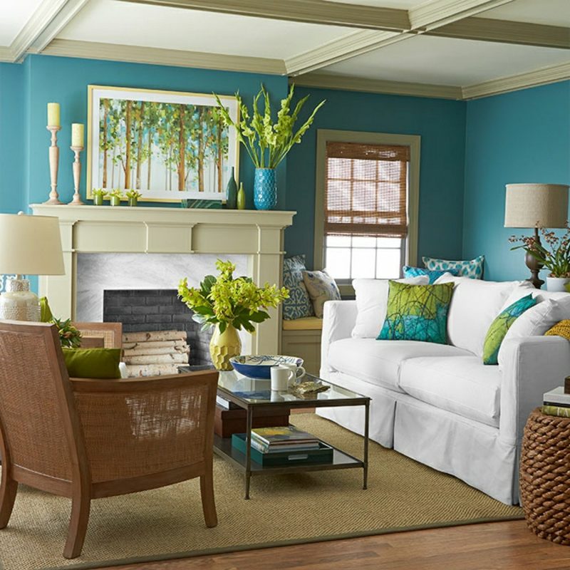 Vybarvěte obývací pokoj studenými barvami v interiéru