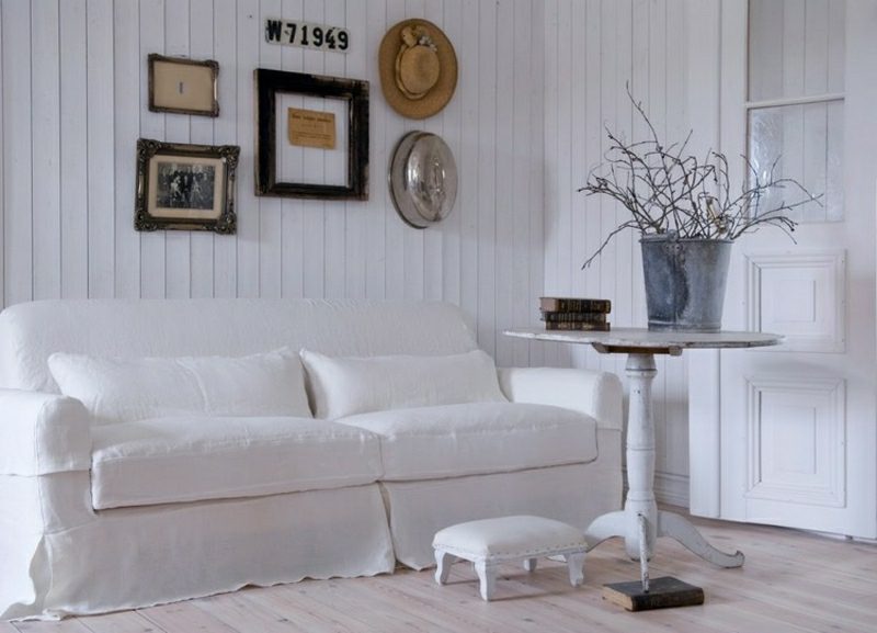 Design obývací pokoj venkovský barevný design bílý elegantní stylový