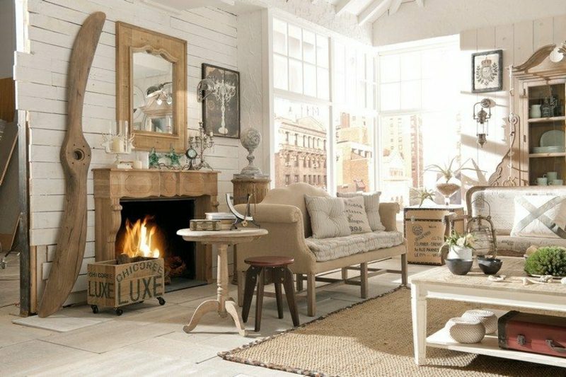 Obývací pokoje vytvářejí originální design ve venkovském stylu