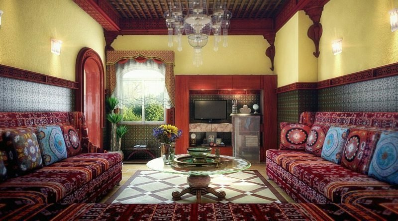 Obývací pokoj design exotický vzhled marocký styl