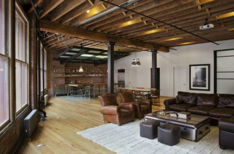 Obývací pokoj design dvě křesla a kožené čalounění pohovky
